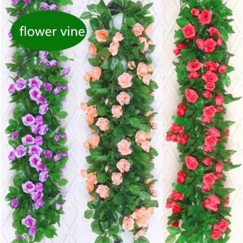 2.4 M Extra Long Artificial Silk Crimping Rose Flower Vine Wisteria Garland Wedding Home Decor Rattan Free Shipping