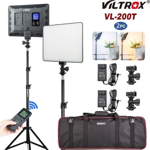 VILROX VL-200T LED Video Light 2 in 1 Kit Photographic Lighting Studio Lamp Bi-color 3200K-5600K with Tripod for Youtube TikTok