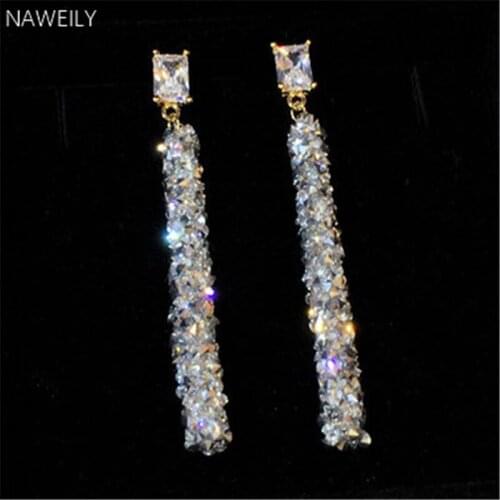 Twinkle Crystal Dangle Earrings For Women Girl Ladies Jewelry New Fashion Earring Party Dress Long Earrings