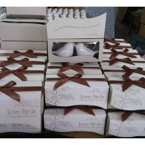 High Quality 360pcs=180pairs/lot wedding gift ceramic love birds in the window salt and pepper shakers event & party souvenirs