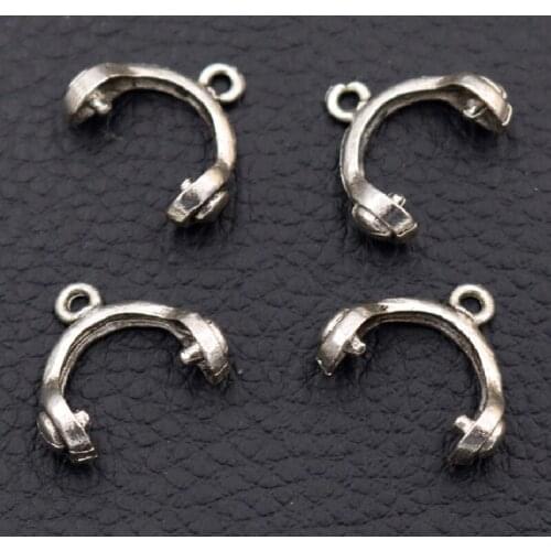 WKOUD 10pcs 3D Silver Color Mini Headset Charm Retro Bracelet Necklace DIY Handmade Metal Jewelry Alloy Pendant 18 * 16mm A45