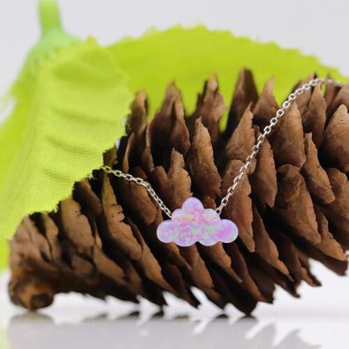 1pc/lot)Free Shipping 7.3x12mm 925 Silver Pink cloud opal necklace for Women synthetic opal cloud necklace Sale for 2021
