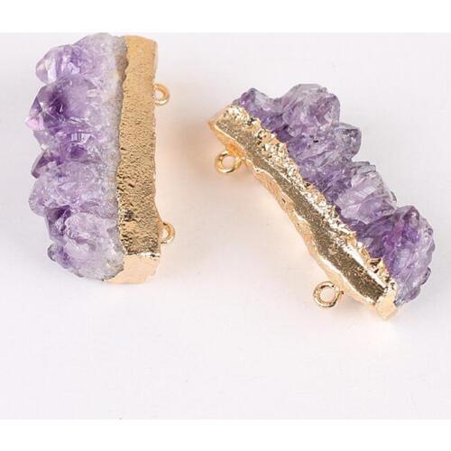 1pc Natural purple Crystal Stone Slice Pendants Irregular Druzy Raw Purple Crystal Pendant DIY Jewelry Charm Pendant Jewelry