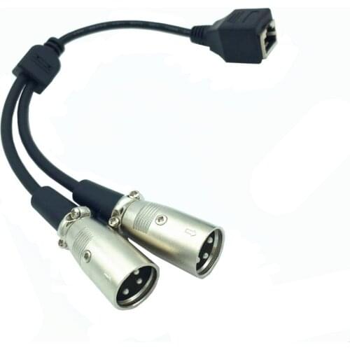 10pcs Dual XLR 3 Pin Male Plug to RJ45 Female F/F Jack Network Connector Cable Length 20cm