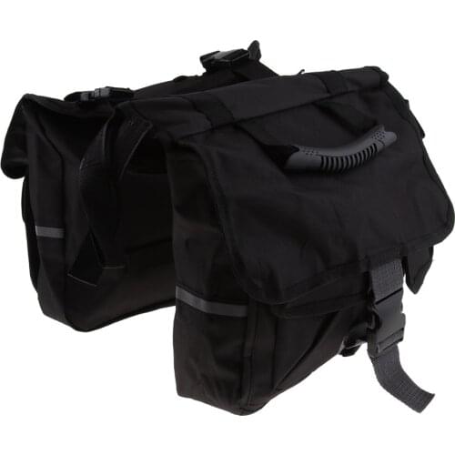 2pcs Multifunctional Canvas Motorcycle Saddle Bag Bike Bicycle Side Storage Pouch Black
