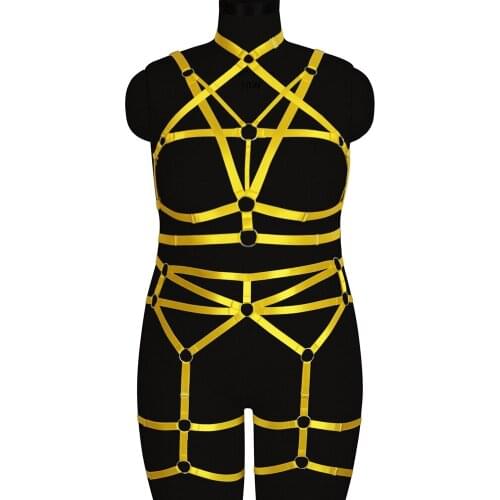 2Pc Harness Belt Plus Size Busty Women Sexy Lingerie Set Exotic Apparel Accessories Punk Clothing Costume Garters Suspender