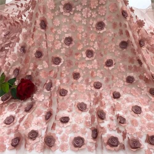 3d flower new arrival 5 yards french net lace fabric BZL-91205 fashionable african tulle lace fabric for wedding dress