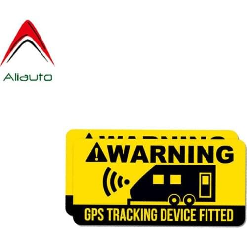 Aliauto 2 X Funny Car Sticker Warning Gps Tracking Device Fitted Cover Scratch Decal Accessories PVC for Peugeot Volvo,10cm*5cm