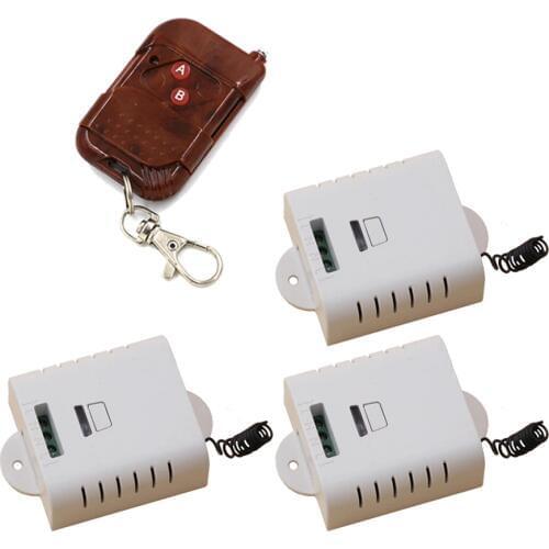 Free ShippingAC85V110V220V250V 1CH Wireless Remote Control Switch System 3pcs Receiver + 1pcs 2-Button Transmitter 315mhz/433mhz