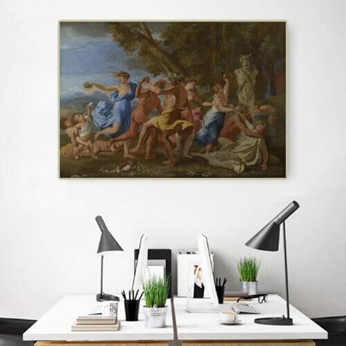 Citon Nicolas Poussin《Bacchanal Before a Statue of Pan》Canvas Oil Painting Art Poster Picture Modern Wall Decor Home Decoration