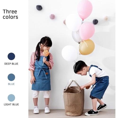 Children apron denim parent-child apron cotton clean anti-oil and washable Childrens painting handmade antifouling aprons