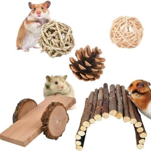12 Packs Of Hamster Chew Toys Wooden Rabbit Teeth Care Molar Toys Chew Toys Seesaw Arch Dental Care