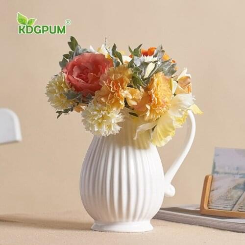 Modern Handmade Ceramic Vase Decoration Living Room Flower Arrangement Table Small Dried Flowers French Nordic Style Decoration