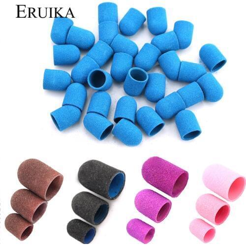 ERUIKA 5pcs Block Sanding Caps Electric Nail Drill Rubber Mandrel Grip Burr Milling Cutter for Manicure Pedicure Accessory Tools