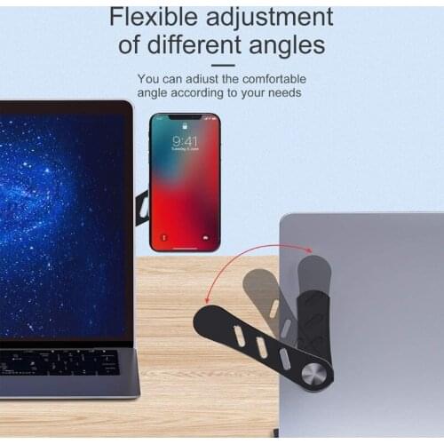H7JF Creative Aluminum Magnetic Holder Laptop Extension Bracket Foldable Metal Paste Base Magnetic Laptop Mobile Phone Mount