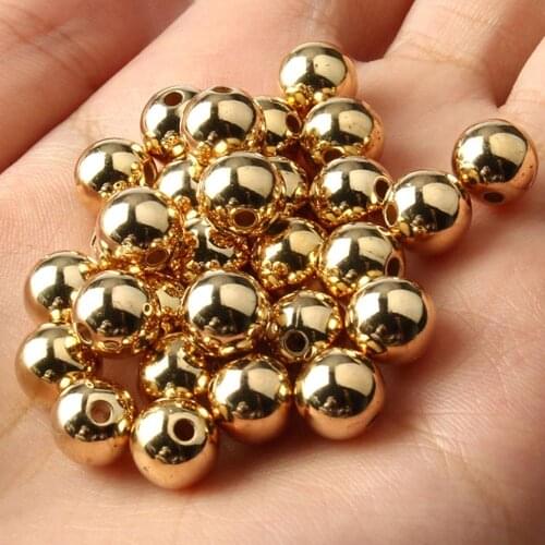 30-500pcs 3 4 6 8 10 12mm CCB Plastic Gold Round Acrylic Seed Spacer Beads For Jewelry making Supplies Accessories DIY Bracelets