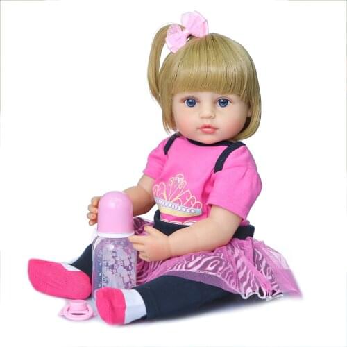 22 inch Bebe reborn doll realistic gull body silicone viny reborn baby doll toddler girl two hair colors children toys gift