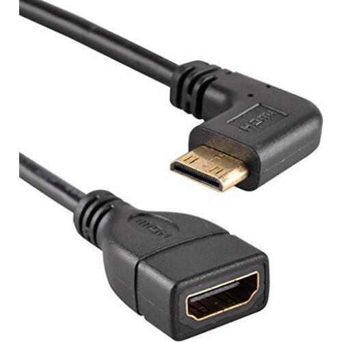 Left Angle Mini-HDMI to HDMI Cable - Male to Female - Supports Ethernet, 3D and Audio Return