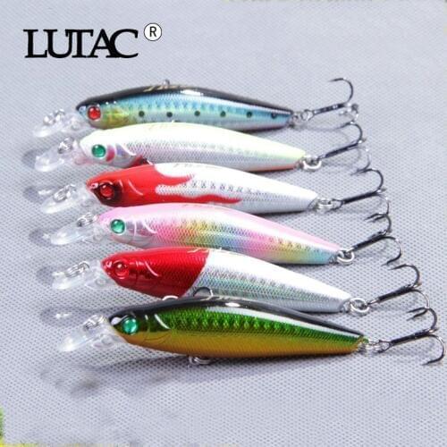 LUTAC 6pcs mixed colors hard bait minnow BKK hook artificial lures fishing wobblers lure China gear
