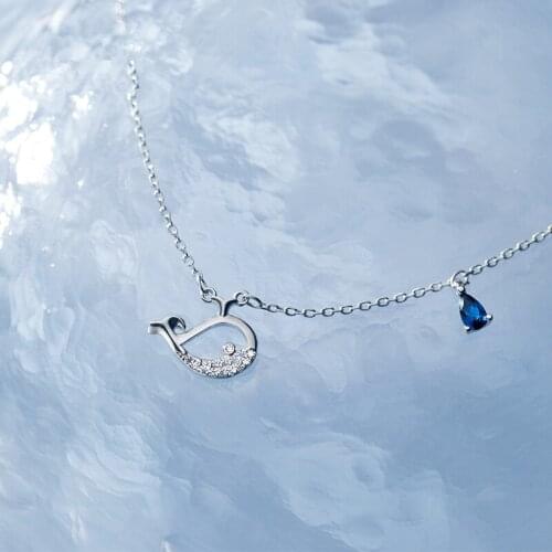 Cute Cubic Zirconia Hollow Whale Necklace Animal Small Animal Adorable Fine Jewelry For Wife Friend Daughter Kids