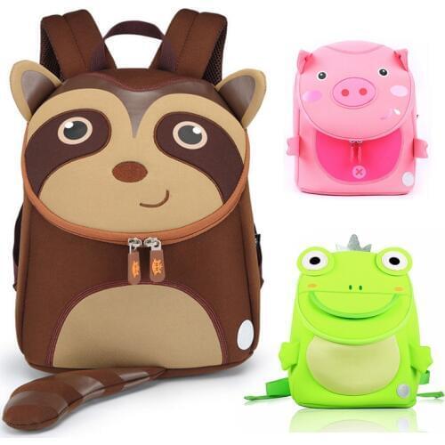 3D Little Coati School Bags for Boys Girls Cute Raccoon Design Children Backpacks Student Schoolbag Kids Bag Mochila Escolar