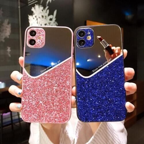 Fashion Luxury Mirror Glitter Silicone Phone Case For Iphone 12 Mini 11 Pro MAX X XR XS SE 2020 7 8 Plus Bling Shockproof Cover