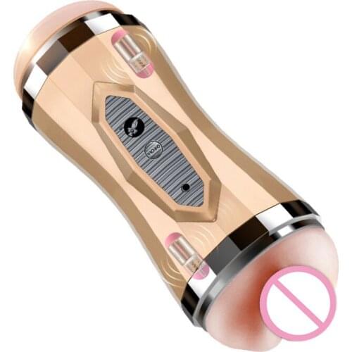 Real Vagina Male Masturbation Cup Voice Interaction Male Masturbator Vibrator Deep Throat Pussy Mouth Sex Toys for Adult