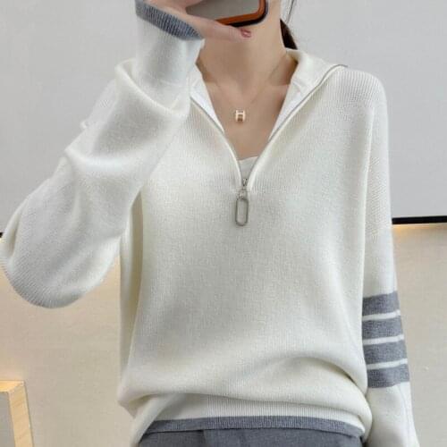 2021TB autumn and winter new lazy style female high neck pullover sweater loose wool knit sweater bottoming top