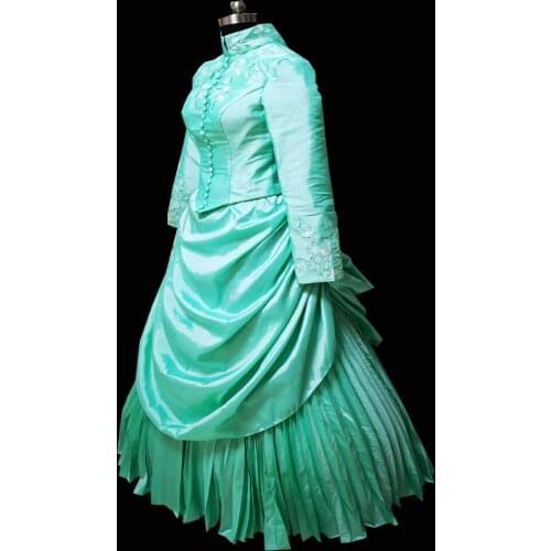 New green Vintage costumes 18th Duchess Retro medieval Renaissance Reenactment Theatre Civil war Victorian dress D-345