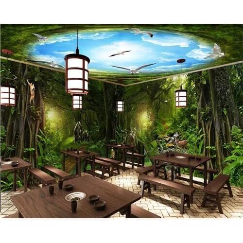 Beibehang Wallpaper mural deep mountain forest theme space 3d living room bedroom full house wall cafe restaurant 3d wallpaper