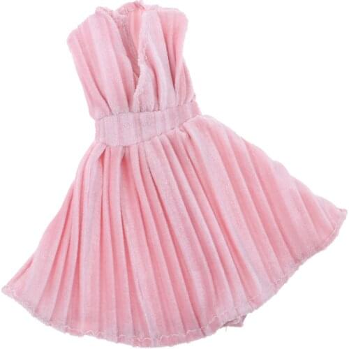 Doll Clothes Mini V Collar Dress Party Dress For Doll Accessory Pink