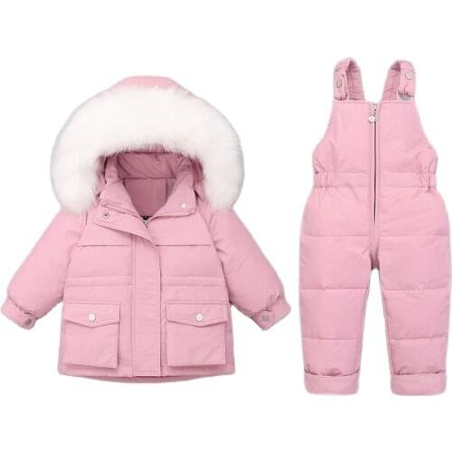 Girl Coat Winter Childrens Down Jacket Set Kids Jumpsuit Thick Warm Winter Baby Snowsuit Toddler Girl Clothes 1-5Y Outfits Set