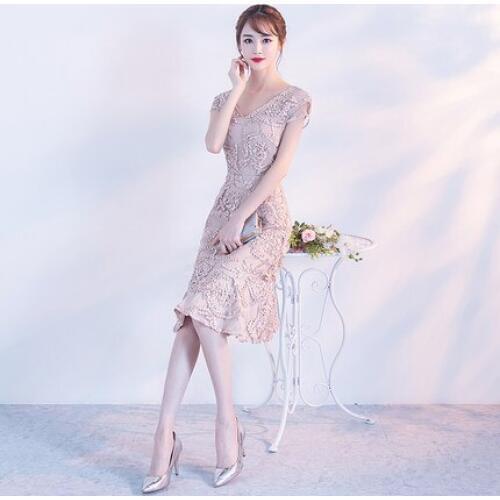 Up.Sky Gowns han edition short fashion elegant female 2019 new party fishtail Bridesmaid dress