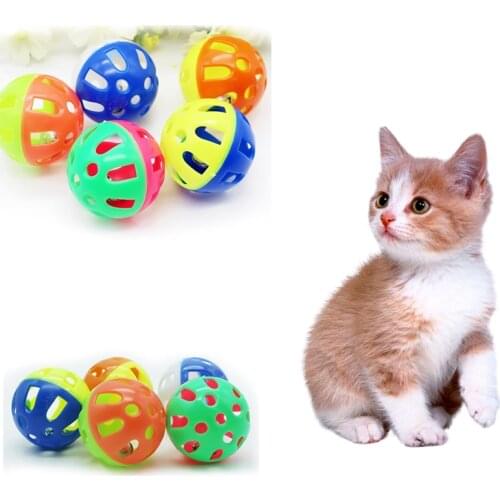 Pet Cat Kitten Play Balls Colourful Plastic With Jingle Bell Pounce Chase Rattle Toy For Cat Pet Puppy Accessories Toys Supplies