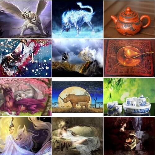 Full Diamond Embroidery Cross Stitch Kits Ceramic Teapot with Blue and White Porcelain Made In China Living Room Home Decor