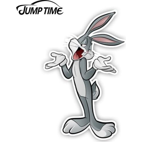 Jump Time 13cm x 8.2cm Cute Bugs Bunny Cartoon Car Stickers Vinyl Car Wrap Laptop Window Funny Rabbit Decals Car Styling