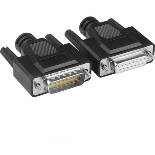 RS232 Serial Port Header 15-Pin DB15 Male/Female Adapter Connector 2-Row Soldering DIY Plug