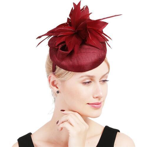 High Quality 4 Layer Sinamay Feathers Flower Millinery Fascinators Hat Women Elegant Headwear Headbands Elegant Lady Headpiece