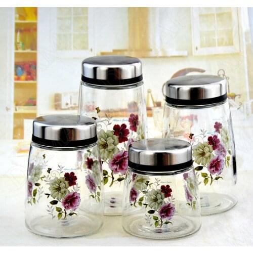 Glass with Lid Storage Jar Seal Sugar Bowl Tea Caddy Cereal Dispenser Flower Spices Transparent Jars Kitchen Organizer Tank