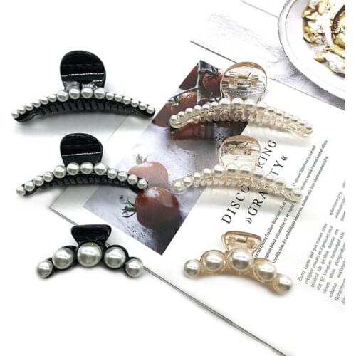 Rhinestone Hair Pins For Women Pearl Hair Clips Crab Hair Claws For Girls Acrylic Barrettes Headwear Hairpins Accessories