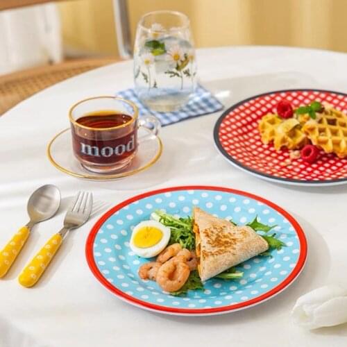 Cake Plate Tableware Dinner Service De Table Assiette Lattice Imitation Porcelain Melamine Creative Net Red Korean ins Dishes