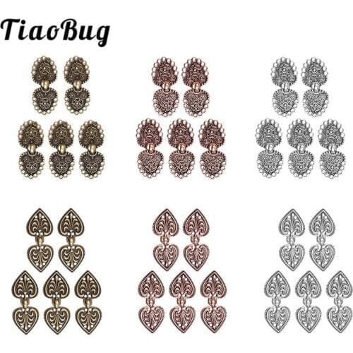 TiaoBug 5 Pairs Vintage Copper Chinese Cheongsam Flower Buckle Cape Cloak Clasp Fasteners Sew On Brooch Hook and Eye Button Gift