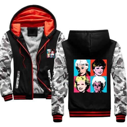 Golden Warhol Girls Outwear Men Winter Thick Mens Hipster Hoodies Vintage Streetwear Clothing Camouflage Jackets Warm