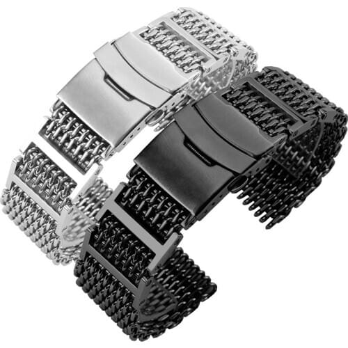 Solid fine steel watchband 20 22mm silver black bracelet for Huawei watch GT/GT2 Honor Magic 2 stainless steel watch chain