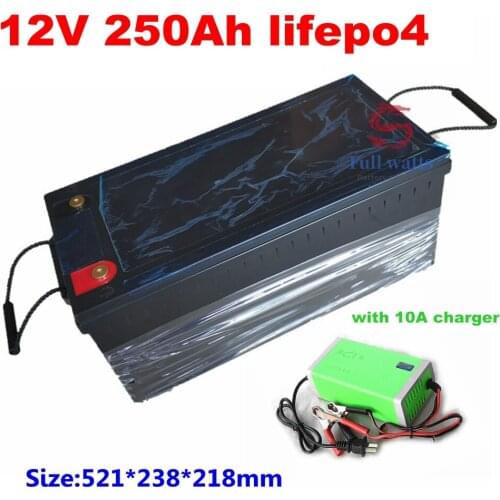 Waterproof Lifepo4 12V 12.8V 250AH lithium battery 100A BMS 4S for 1000W inverter Solar energy backup power +10A Charger