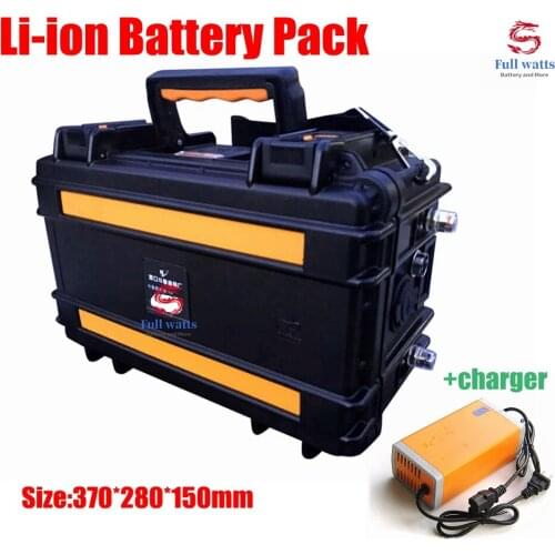 High quality waterproof ABS case 48V 100Ah 200AH 120Ah Lithium Battery with BMS System for EV Solar system+ 10A charger