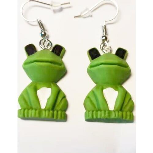 Ins Funny Loverly Frog Animal Dangle Earrings For Women Kids Charm Cartoon Drop Hook Jewelry Cute Accessories Girls Party Gifts