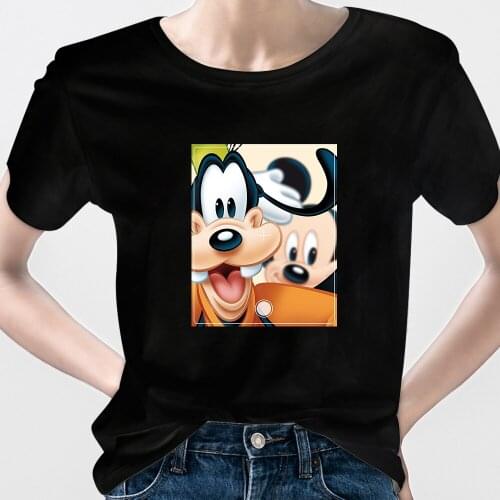 Mickey Mouse Clothes Womens T-shirt Disney Cartoon High Street Russia женская Tshirts Tops Summer Short Sleeve Y2k Aesthetic