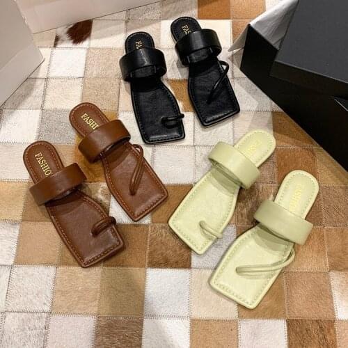2020 New Design Square Toe Slippers Summer Outdoor Slip On Dress Shoes Ladies Elegant Slides Sandals