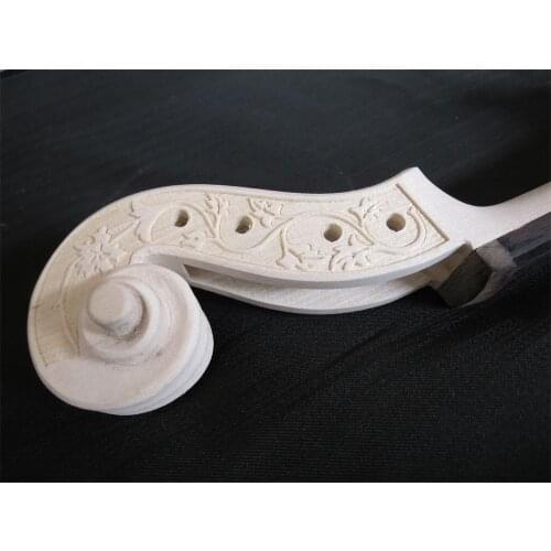 1pcs carveing white violin neck 4/4 wth 1pcs violin ebony fingerboard